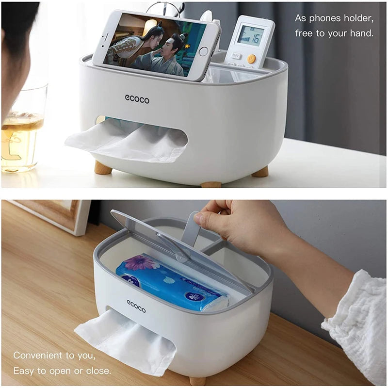Household Napkin Tissue Box, Multifunctional Storage, Remote Control Holder, Sundries Boxes for Living Room, Bathroom, Bedroom