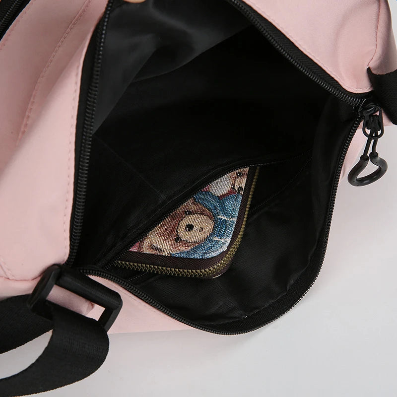 Crossbody Bag Women Nylon Fabric Waterproof Large Capacity Multi Pocket Adjustable Strap Daily Casual Travel Shoulder Bag