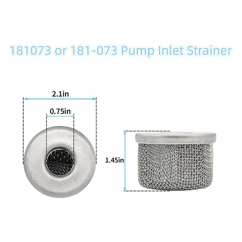 4Pcs 181073 or 181-073 Pump Inlet Strainer,Screen Filter 1/2In NPT Thread Stainless Steel with for Airless Paint Sprayer-A23R