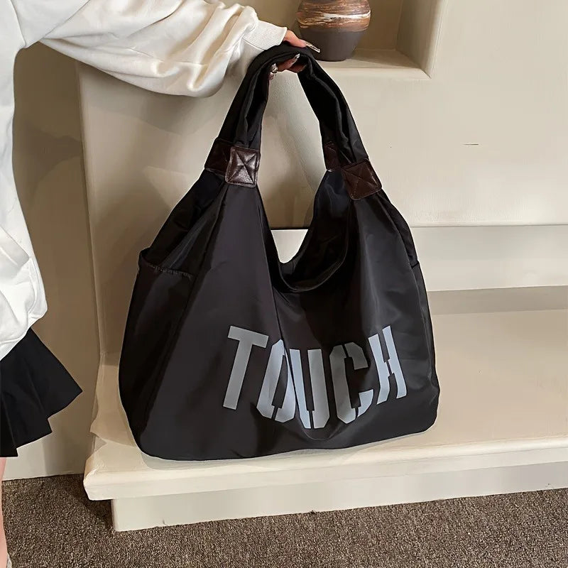 Large Capacity Minimalist Travel Shoulder Bags, Korean Style Letter Printed Men's Handbag, Fashionable and Versatile Women's Bag