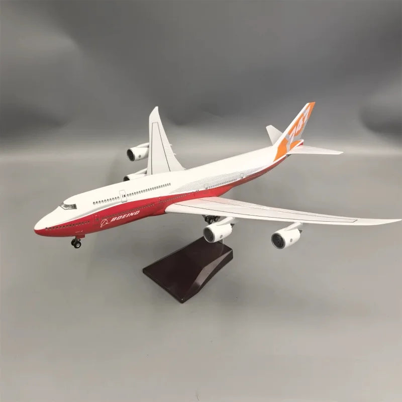 47CM 1:160 Scale Diecast Model Civil Airliner Prototype Aircraft Red Boeing 747-8 Airplane With Light Collection Display Gifts
