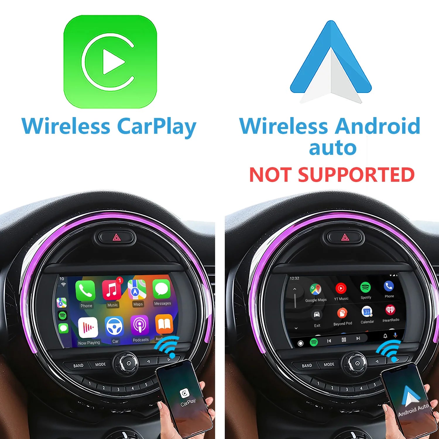 Wireless CarPlay for BMW MINI 2019-2021 Original BIS System 6.5inch Screen No Fit EVO NBT CIC, No Support Android Phone