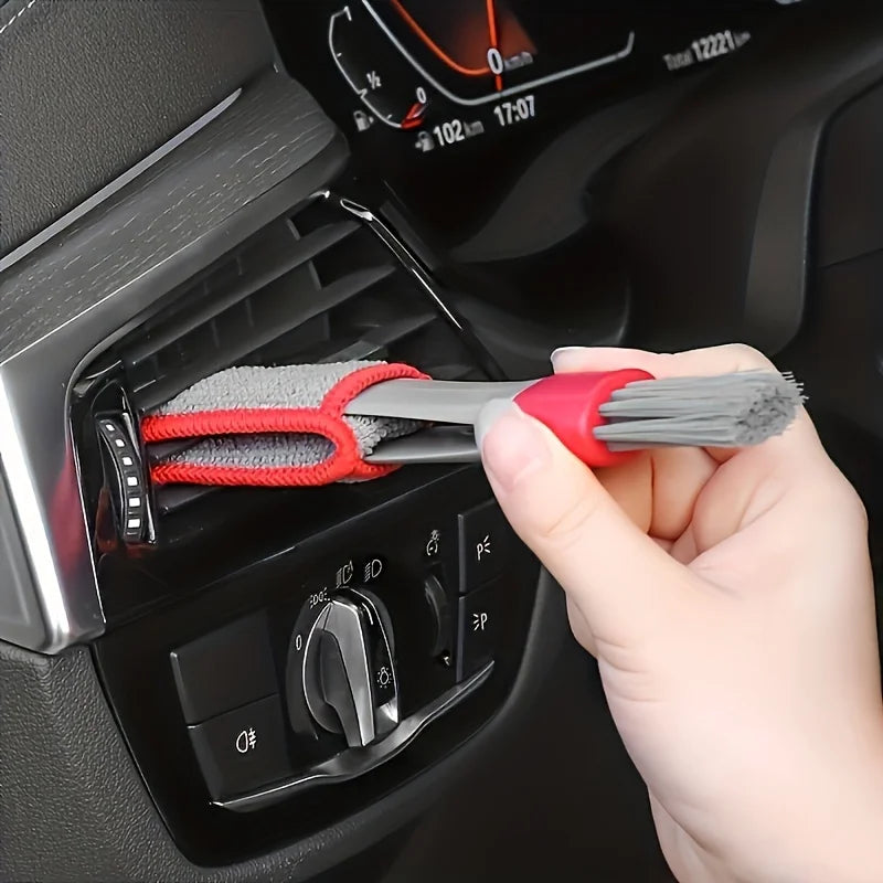 Car Air Conditioner & Dashboard Brush Soft Bristle Double Head Cleaning Supplies for Car Vents & Gaps