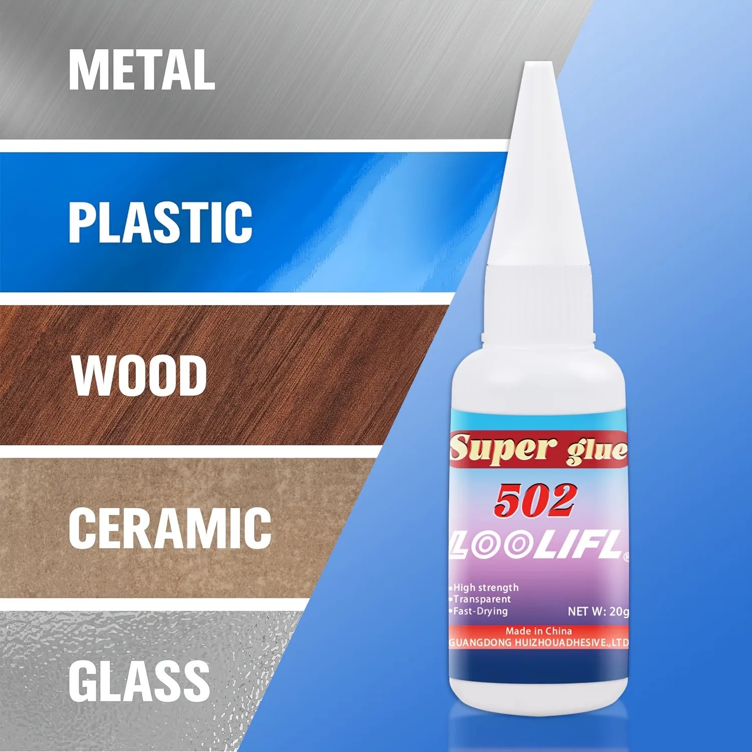 502 Super Glue Waterproof Fast Bonding Clear Adhesive for Glass Window Crystal Ceramic Home Repair