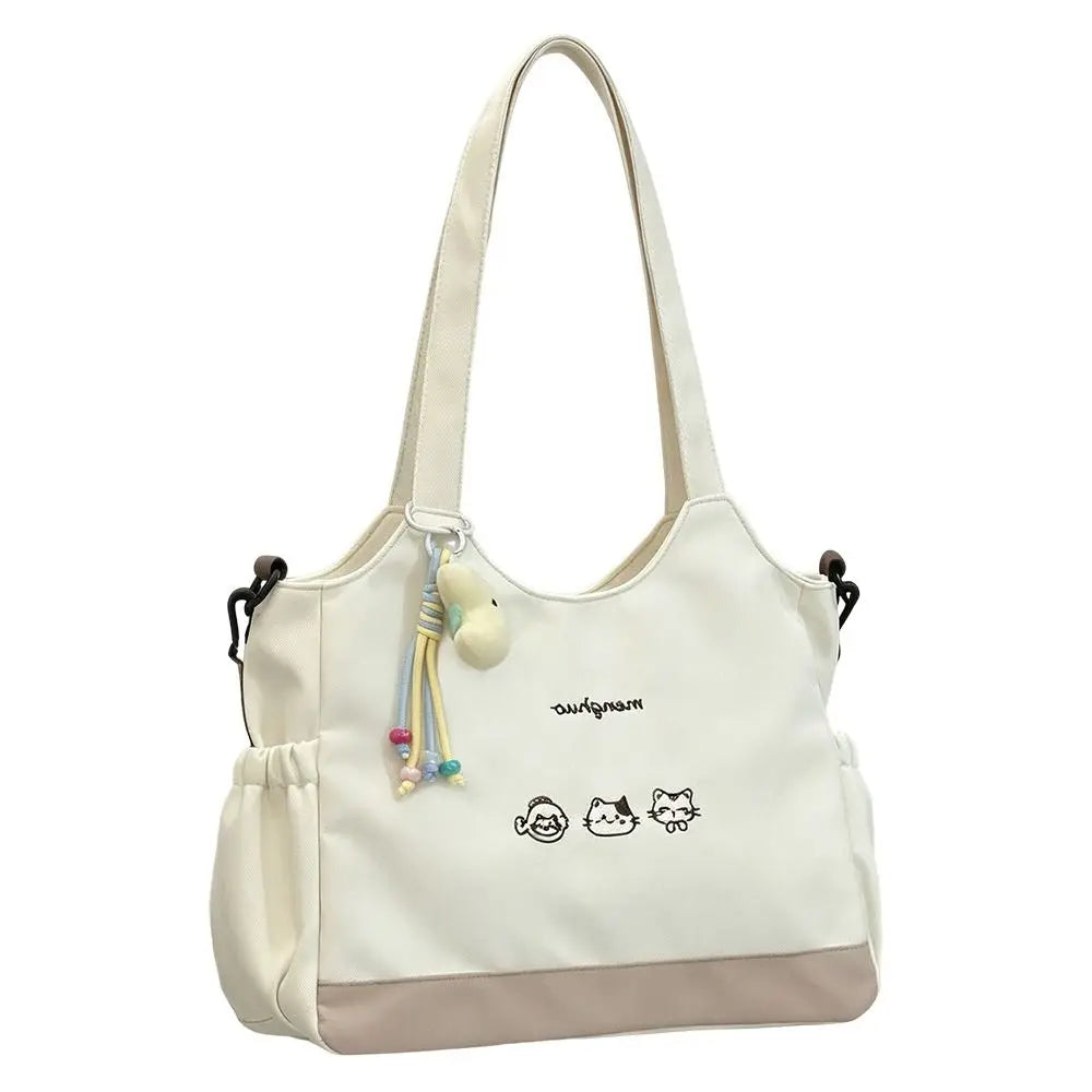 Large Capacity Tote Bag Canvas Material Zipper Closure Crossbody Bag Durable Construction Soft Cotton Strap Shoulder Bag