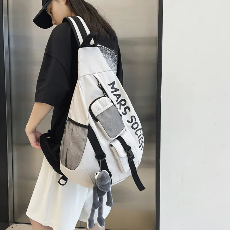 Men's Korean Trend Messenger Shoulder Bag Sports Travel Large Capacity Backpack Female Students Crossbody Chest bolso
