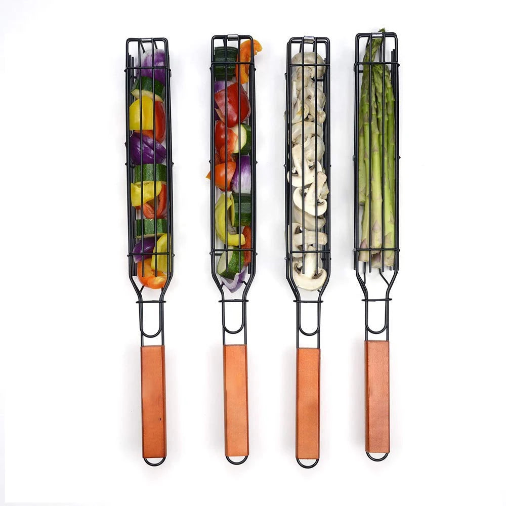 Practical Barbecue Grill Non-Stick Grill Basket with Handle BBQ Roast Rack for Home Outdoor Picnic Camping Accessories