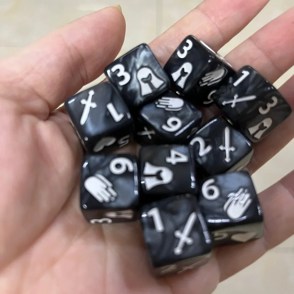 10 Pcs/Set 16mm Polyhedral Dice Set D6 for Dnd TRPG RPG Cthulhu COC Game of Thrones Dices Table Board Game Number Dice Kit