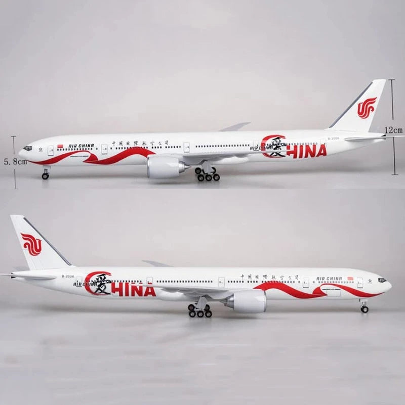 Toy 1:157 Scale B777 Aircraft Air China Airlines Model 47cm With Light And Wheel Diecast Resin Airplane Collection Display Toys
