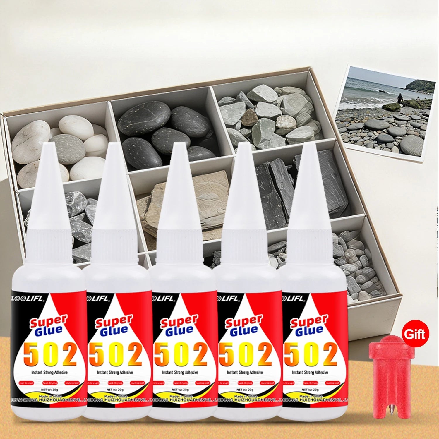 LOOLIFL 502 Super Glue Instant Strong Adhesive for Stone Marble Granite Rock Crafts Repair Quick Drying Clear Glue
