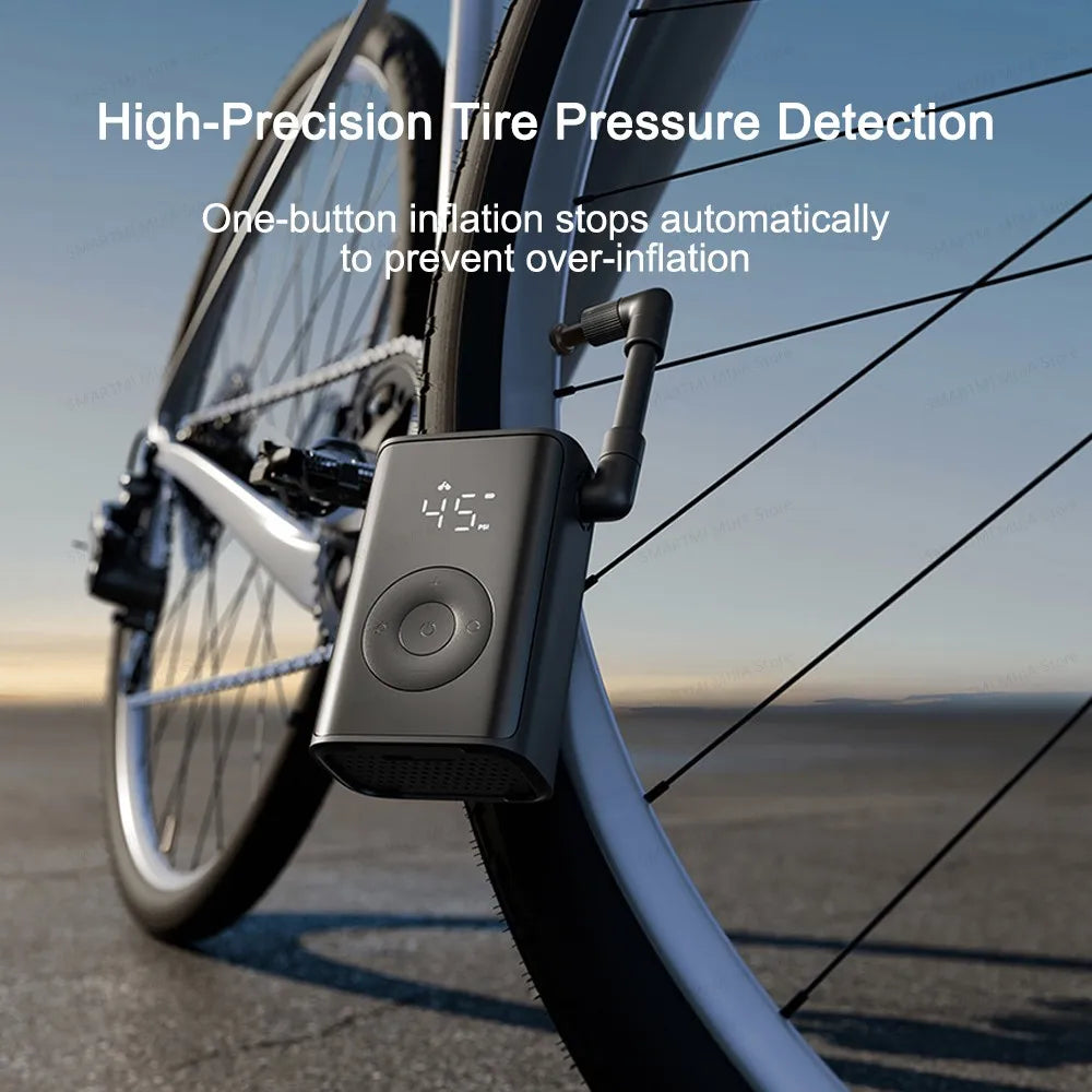 MIJIA Tire Inflator Portable Electric Air Compressor Cordless Mini Bike Pump Display,150PSI Car Tires Air Pump With LED Lights