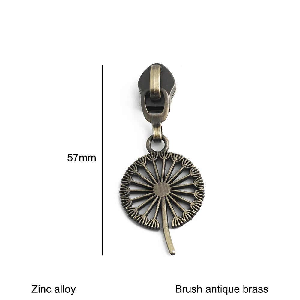 10/30/100PCS 5# Dandelion,Fern Leaf Shape Limited Letter Embossed Zipper Puller Sliders For Handbag Backpack Garment Accessories