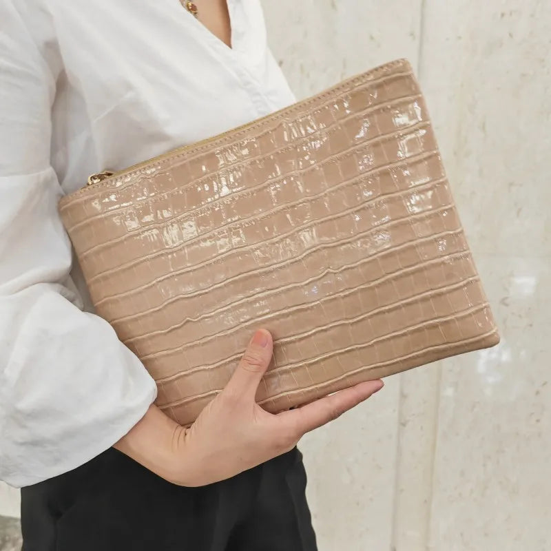 Fashion Crocodile Women Envelope Clutch Bag Ladies Evening Party Large Clutches Handbag PU Leather Alligator Phone Purses Bolsas