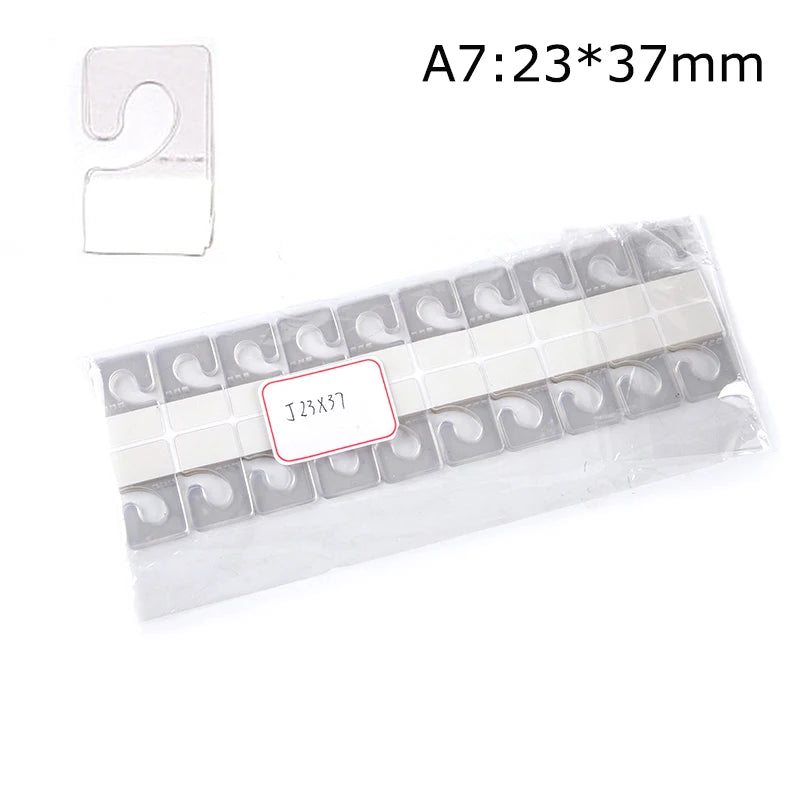 100 Pcs PVC Slot Hole Adhesive Hang Tabs Hook Merchandise Package Box Bag Hangers Peghooks Display For Store Retail Display