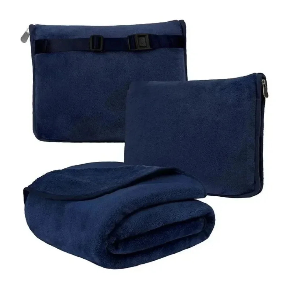 Coral Fleece Airplane Blankets Soft Warm Fluffy Multi Functional Portable Cuddle Cution Pillow 2 in 1 Travel Blankets