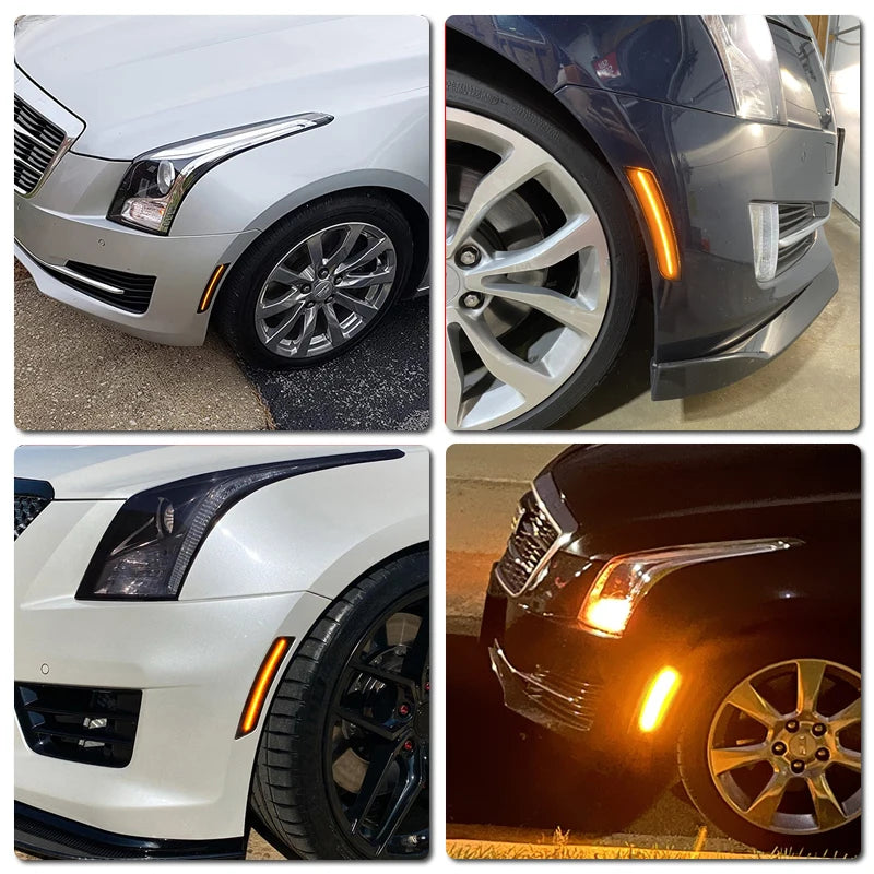 For Cadillac CTS 2014-2020 ATS 2015-2020 Smoked Lens LED Side Marker Reflectors Lamp Amber Front Side Fender Lights
