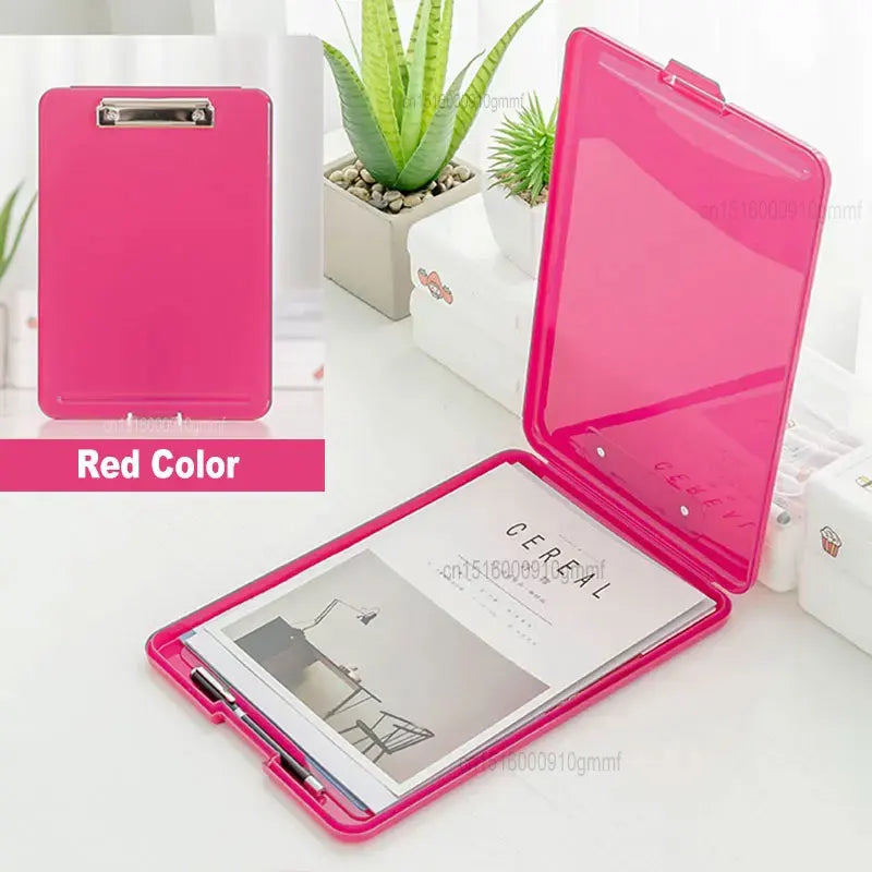 A4 Paper File Document Storage Box With Folder Clip Writing Board WordPad Office School Stationery Holder Organizer Case 8 Color