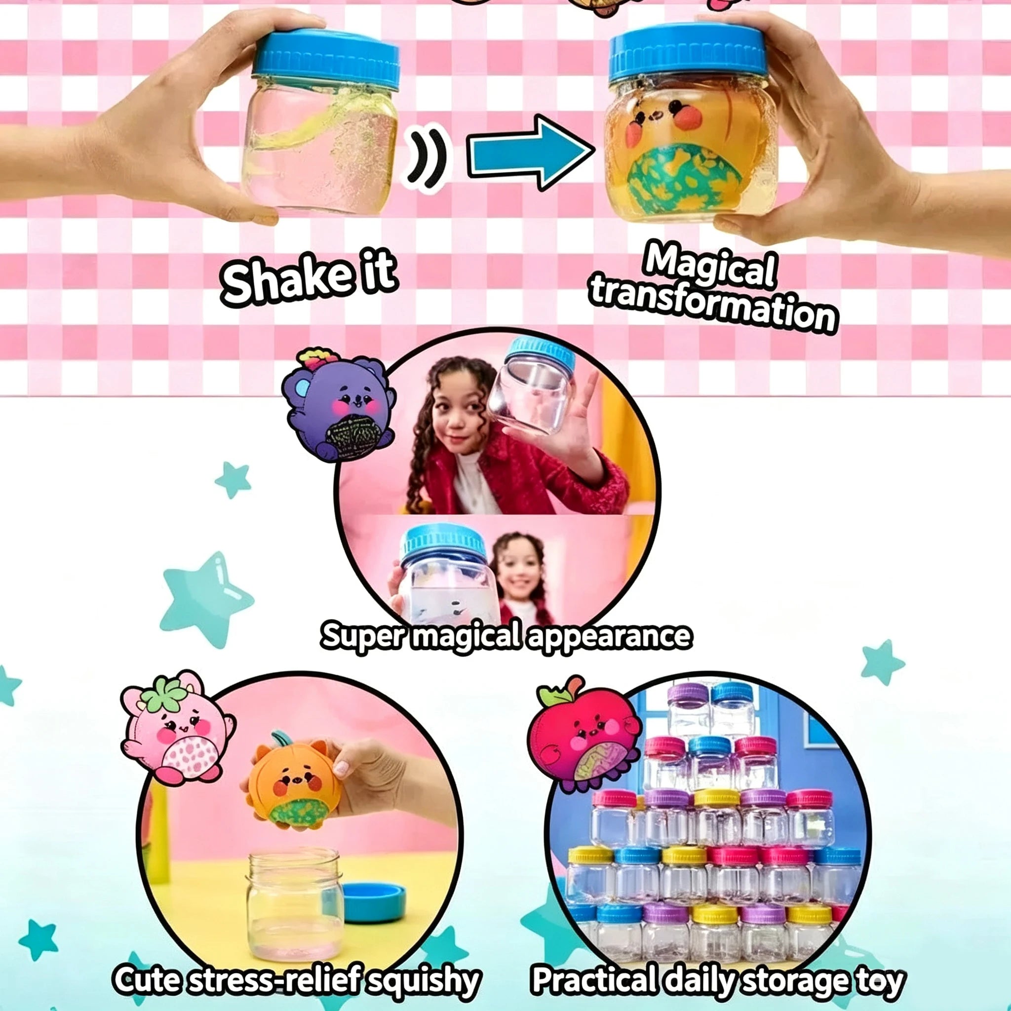 HOTMagic jellykins plush. put water in the container, shake and discover your new stuffed animal (spin master )stress relief toy
