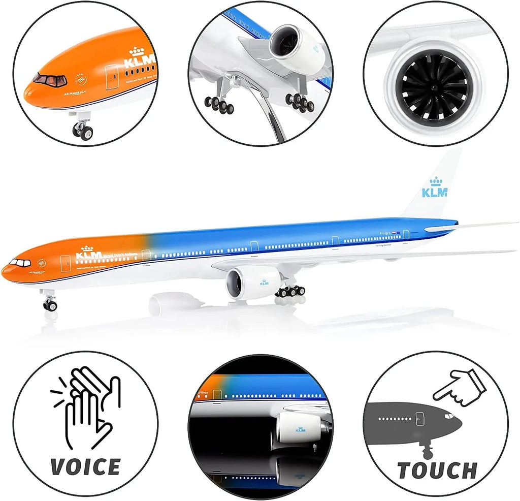 1:157 Scale Plane 47cm KLM Airways B777 Model Airplanes Diecast Resin Aviation Children's Day Birthday Toys With LED Lamp & Base