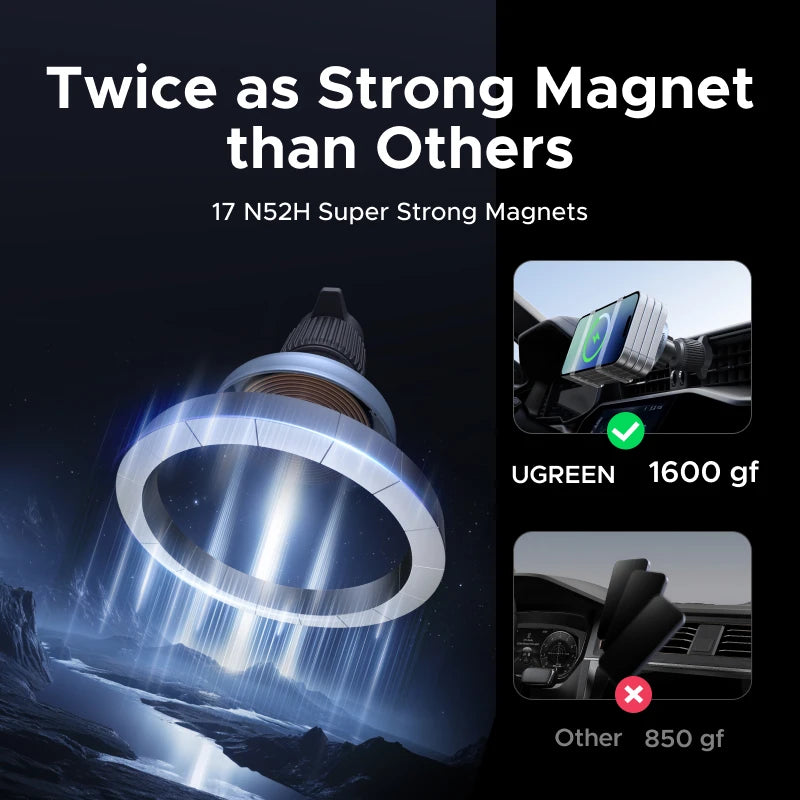 UGREEN Qi2.2 25W 15W Magnetic Car Phone Holder Wireless Charger Stand For iPhone 17 16 Pro Max Charging for Magsafe Car Charger