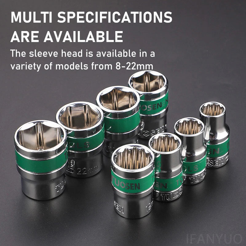 8-22mm 1/2 Inch Metric Hex Short Sockets High-carbon Steel Ratchet Wrench Sleeves High Hardness Impact Short Socket for Repair