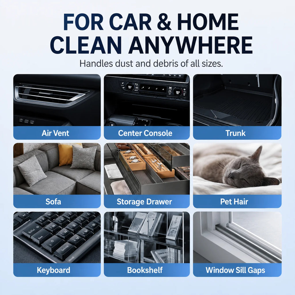 Portable Cordless Handheld Car Vacuum Cleaner with Multiple Attachments for Car Interior Seat Dust and Debris Cleaning