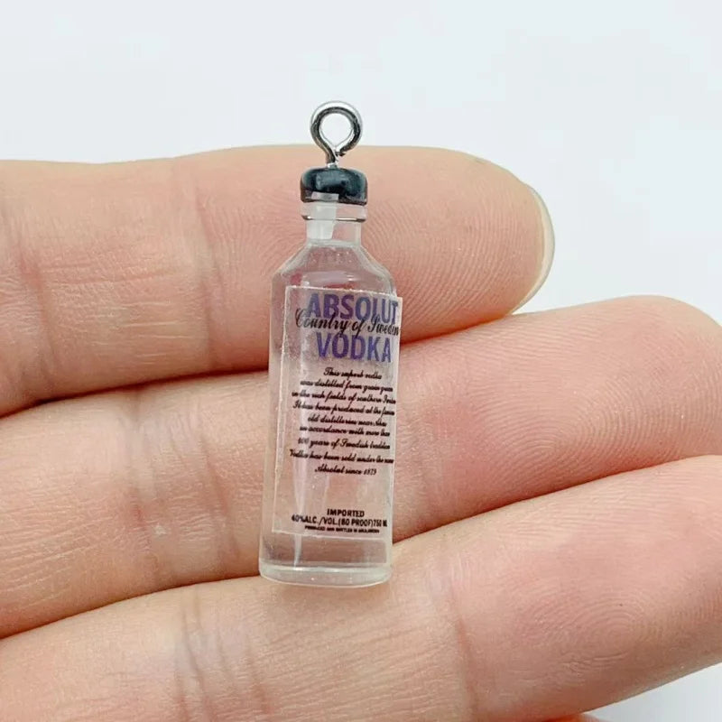 10Pcs Random Mixed Mini Liquor Bottle Resin Charms Simulation Drink Bottle Pendant DIY Handmade Jewelry Keychain Accessories