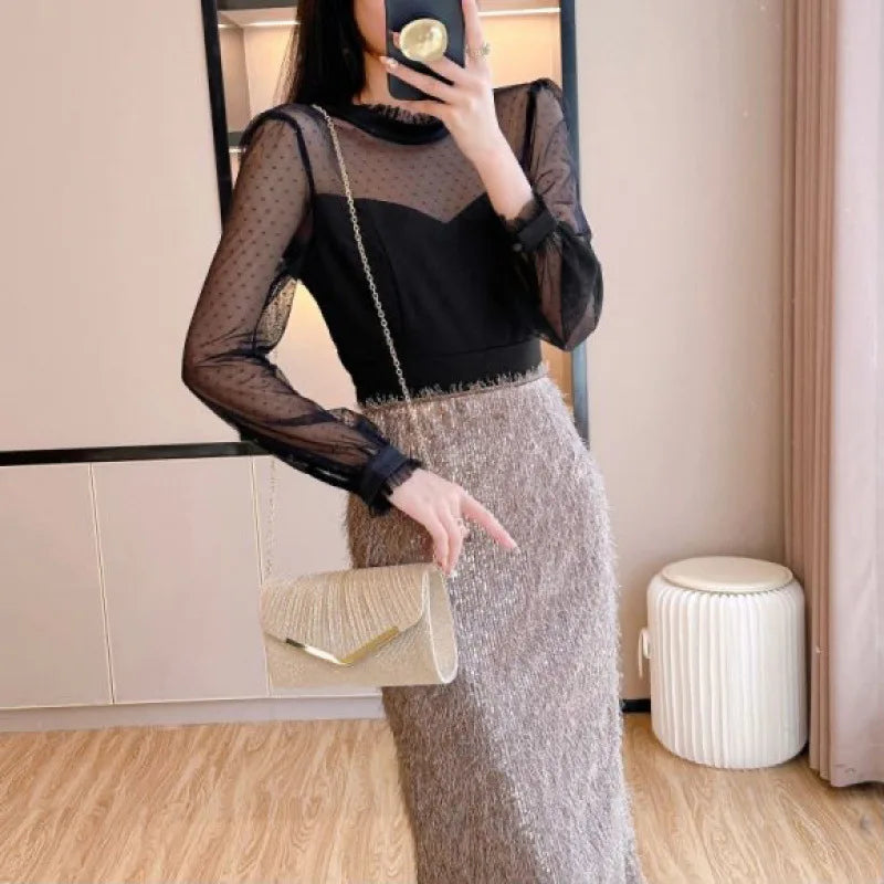 Shiny Pleated Shoulder Crossbody Bag Elegant Glitter Envelope Clutch Bag with Detachable Chain Strap for Evening Party & Wedding