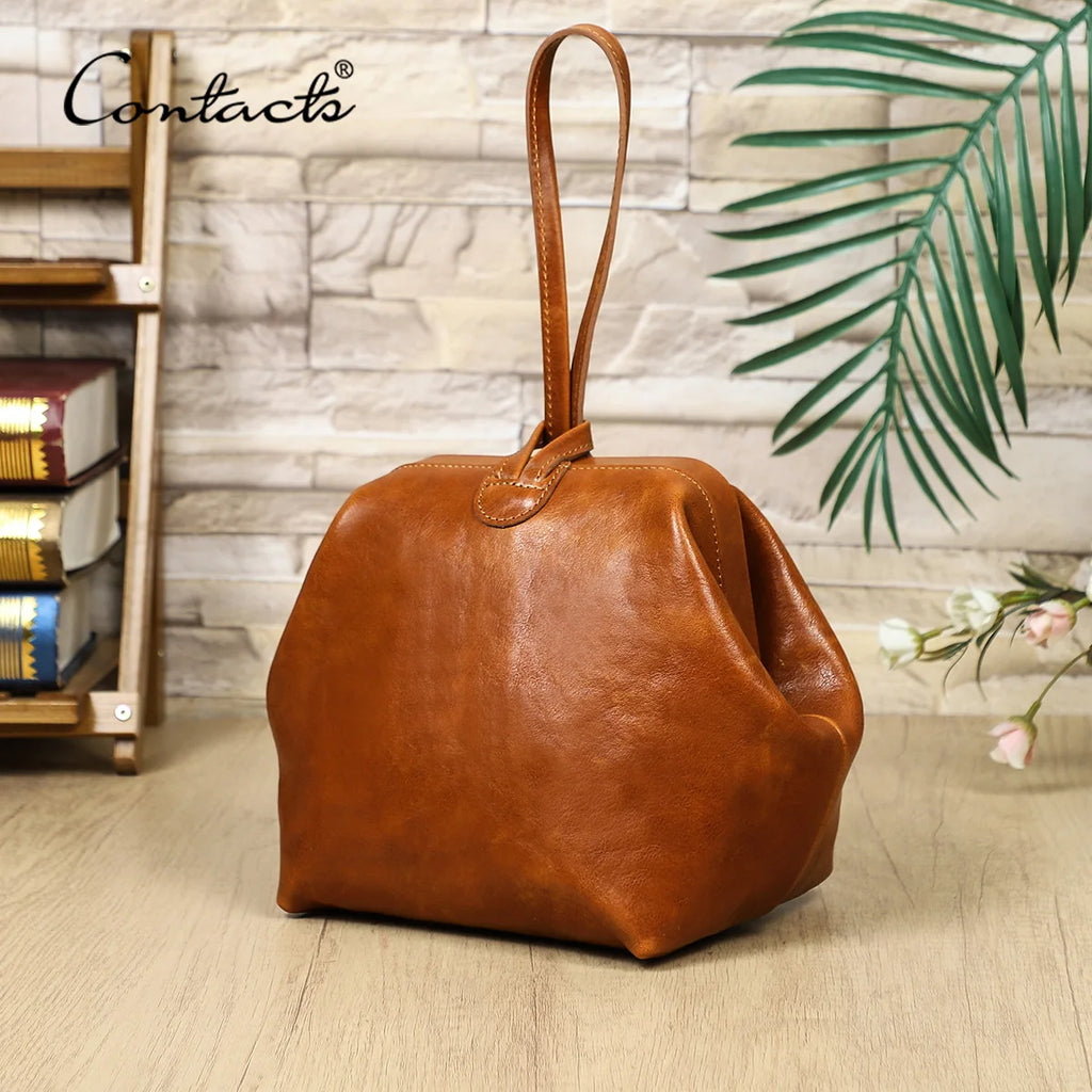 CONTACT'S Genuine Leather Sling Clutch Bags Luxury Designer Leather Wristlet Clutches Female Bags Handbag Women's Wallets Purses