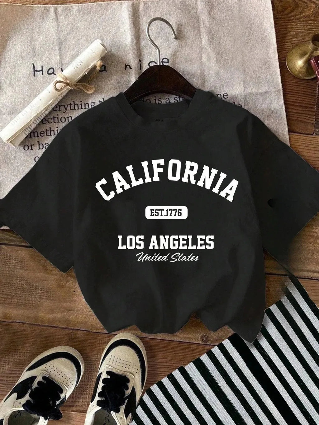 Summer Women California T-Shirt American Vintage O-Neck Tops Tees Fashion Los Angeles Clothing Female Casual Streetwear Top