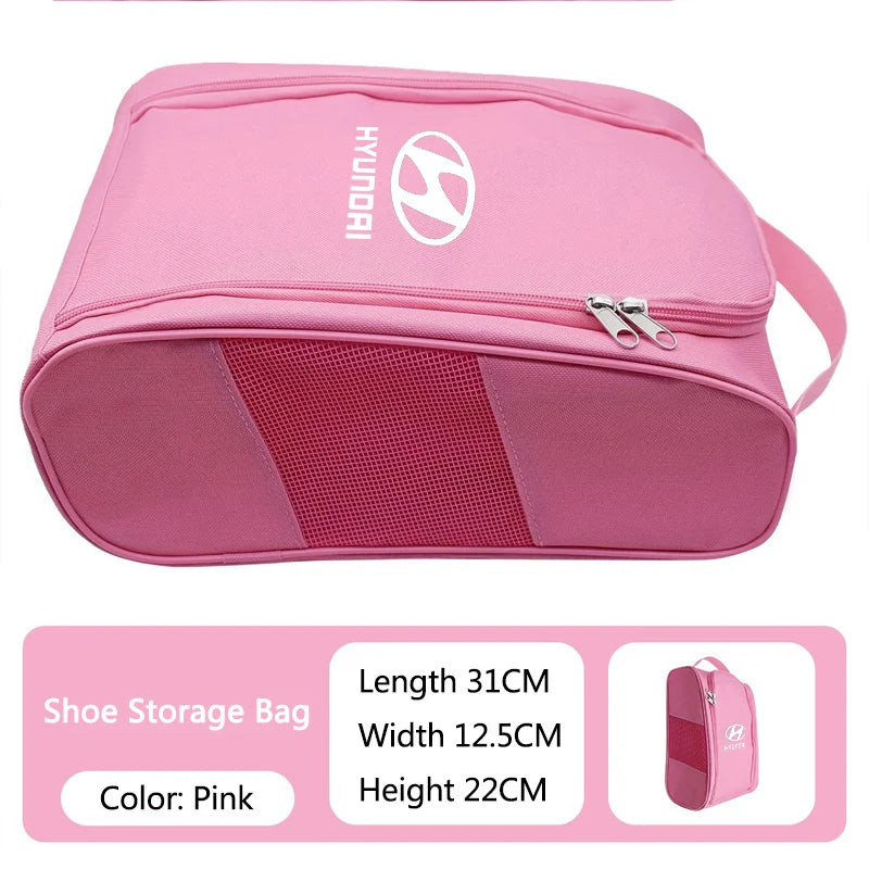 Car Sneaker Storage Bag Travel Outing Shoes Storage Zipper Style For Hyundai Tucson IX35 I30 I20 Kona Coupe Veloster I40 Getz