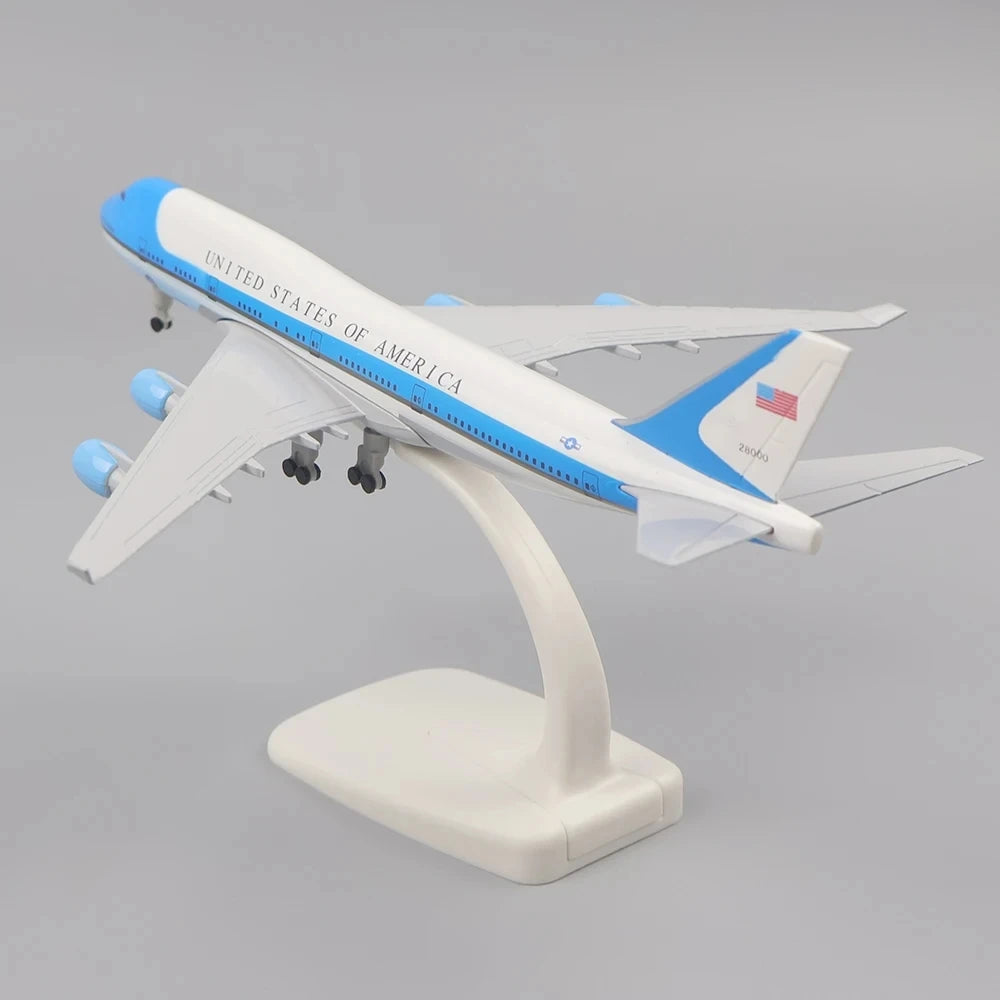 Air Force one 1:400 Die-cast Metal Airplane Model with Stand 747 Alloy Model Plane 20CM Airplane Model Kits for Aviation Enthusi
