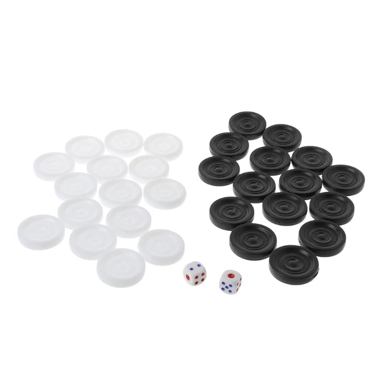 32Pcs/set 33mm Plastic Black White Backgammon Checkers Chips Stackable Checkers