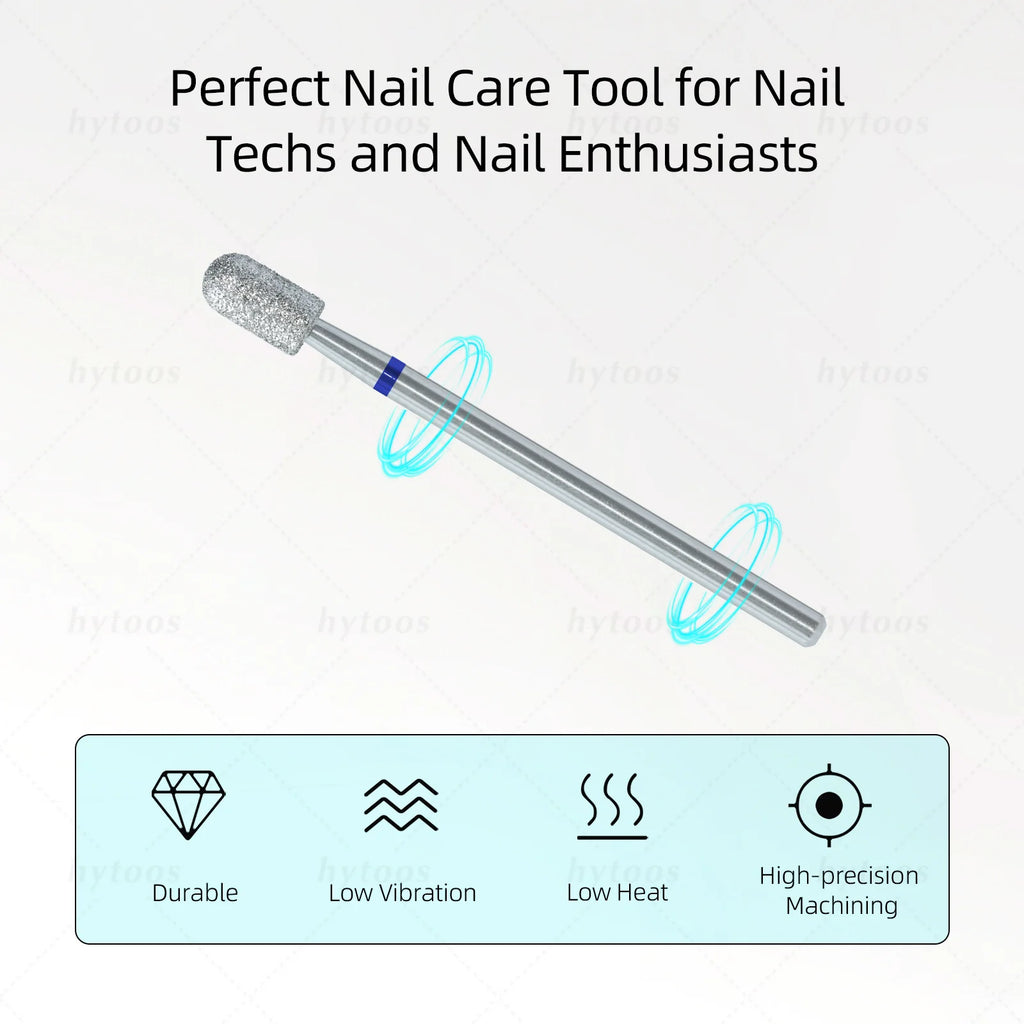 HYTOOS Chrome Diamond Nail Drill Bits Pro Russian Rounded Top Cuticle Clean Bit for Nail Drill Dead Skin Cleaner Nails Prep Tool
