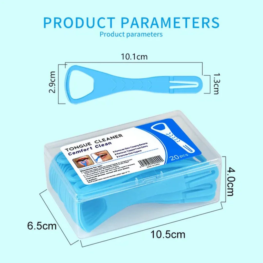 20pcs/box Tongue Scraper with Dental Picks Disposable Double Side Tongue Cleaning Tool Foldable Tongue Scraper Oral Hygiene Care