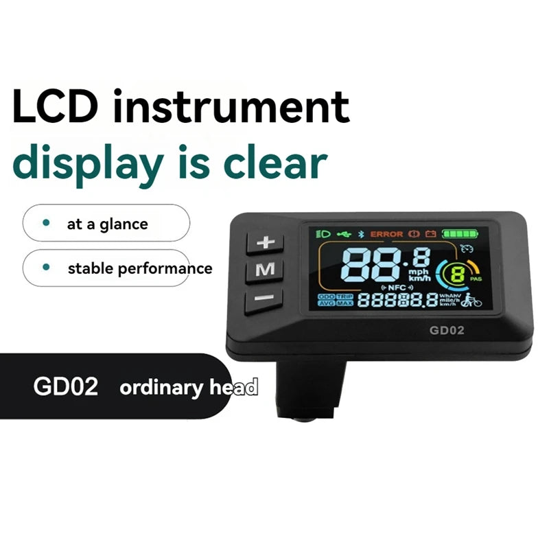 LCD-GD02 Electric Bike LCD Display Meter Dashboard Display Panel 24V 36V 48V 52V 60V for Electric Scooter SM5+2PIN-ABAM