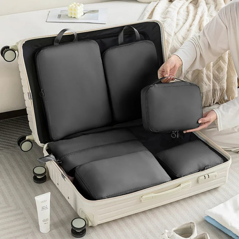 6 pcs Travel Compression Packing Cubes Luggage Bag Handheld Clothes Storage Bag Portable Suitcase Expandable Saver Space Bag