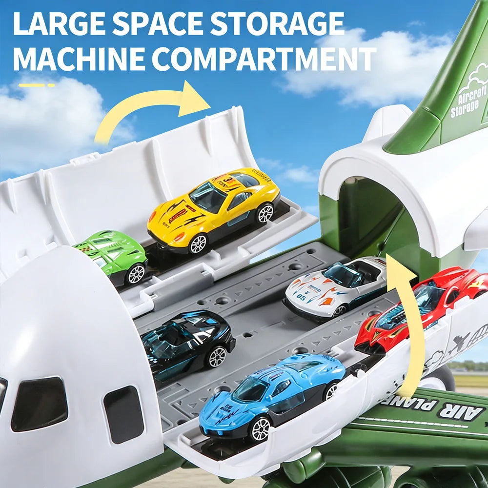 Hot Sale Large Inertial Plane Toy Set with 6 Mini Cars - Perfect Gift for Kids on Christmas/Children's Day