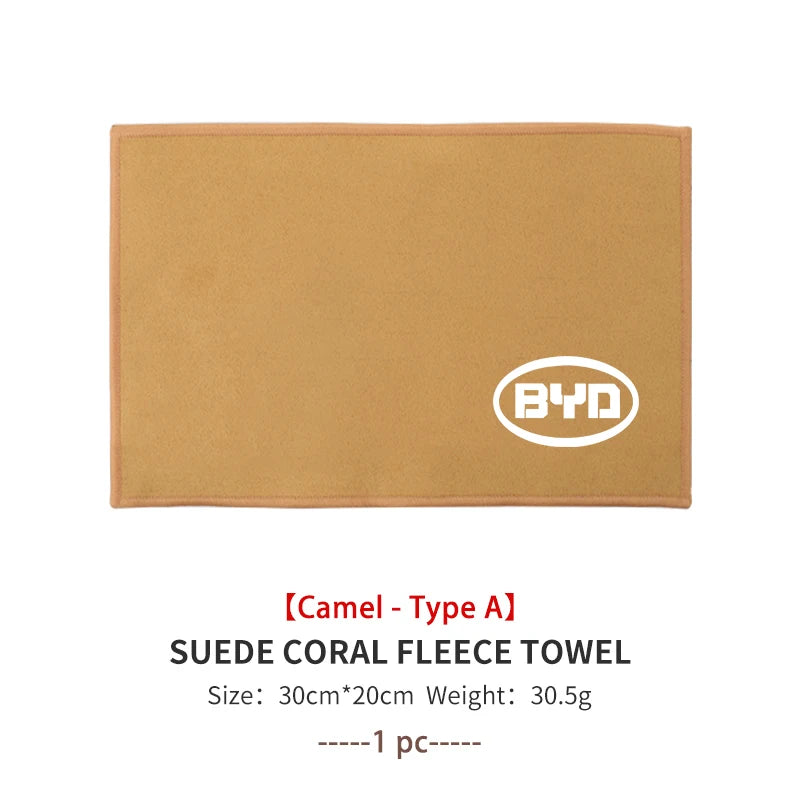 Car Cleaning Cloth Deer Skin Coral Soft Towel Auto Washing Tool Accessories For BYD Tang EV600 Han EV Yuan ATTO Song PLUS Pro