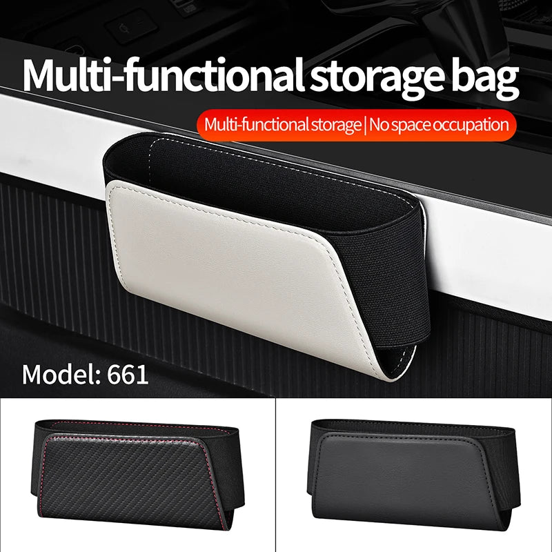 Car Glasses Organizers Pocket Bags Leather Car  Adhesive Storage Box Collecting Bag Cards Phone Key Sticky Pouch In Car Interior