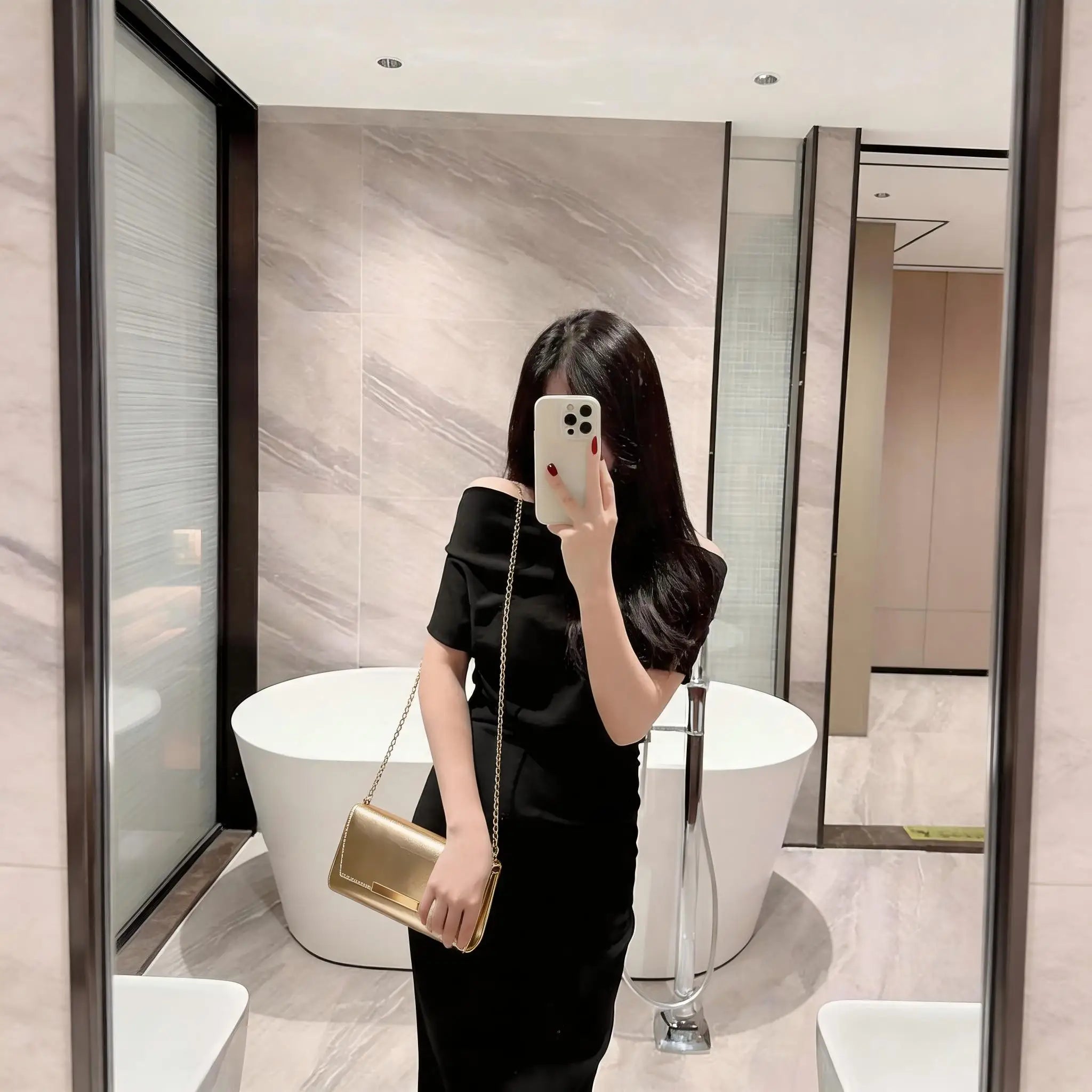 New banquet dinner bag - elegant metal-edge, versatile for banquet gatherings and ceremonies hand-held bag stylish shoulder bag