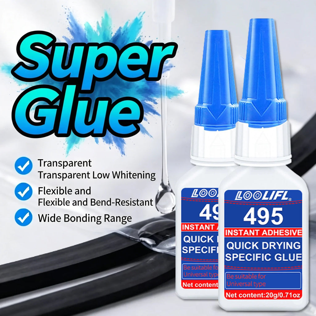 LOOLIFL495 Instant Adhesive 1-5pcs20g Quick Drying Super Glue Universal Cyanoacrylate Glue for Metal Plastic Ceramic Wood Repair