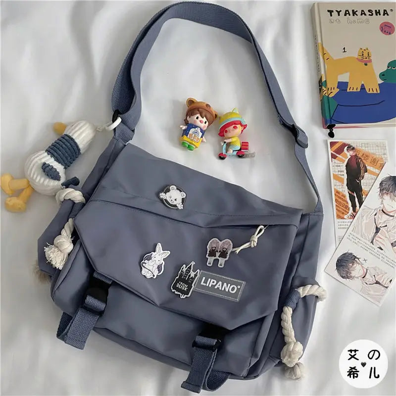 Hong Kong Style Bag Versatile Artistic Korean ForVersion Street Photography Shoulder Bag Messenger Bag Student Crossbody Bag