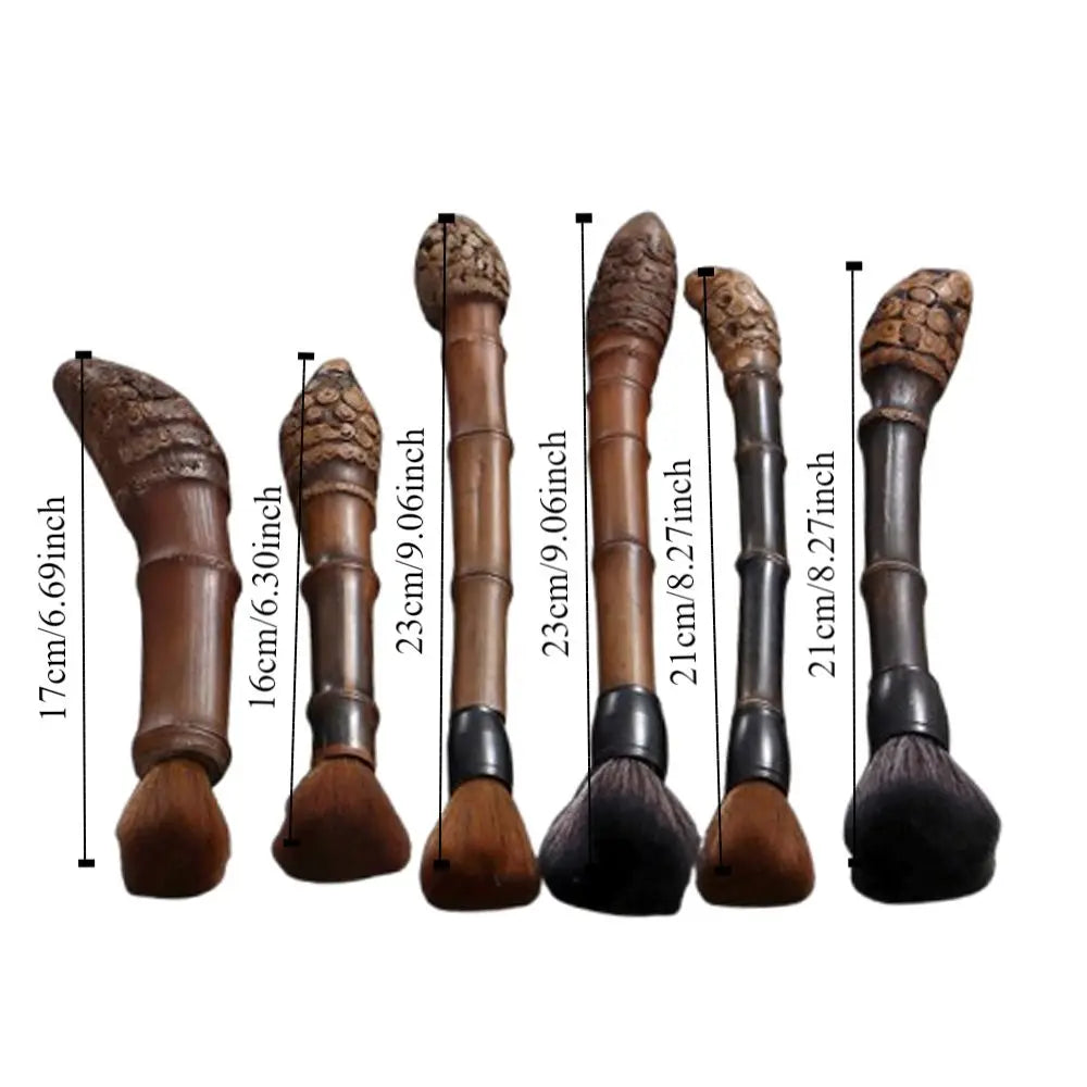 Vintage Carbonized Bamboo Root Teapot Pen Long Handle Easy To Clean Teaware Cleaning Brush Chinese Style Portable Tea Brushes