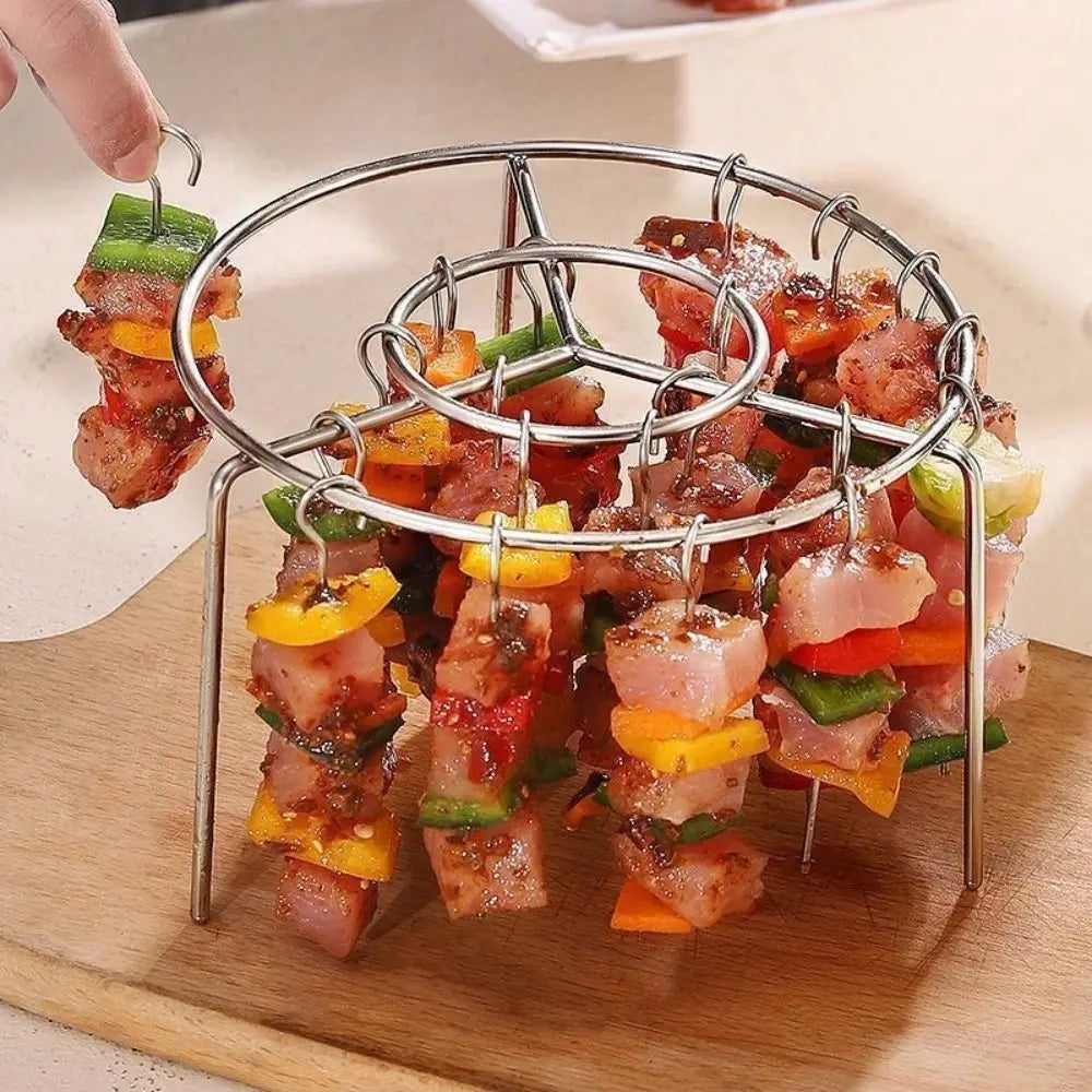 25/49pcs Air Fryer Rotating Skewer Rack, Stainless Steel, Round for Kabobs, Grill Accessory for Home Kitchen, Oven, BBQ