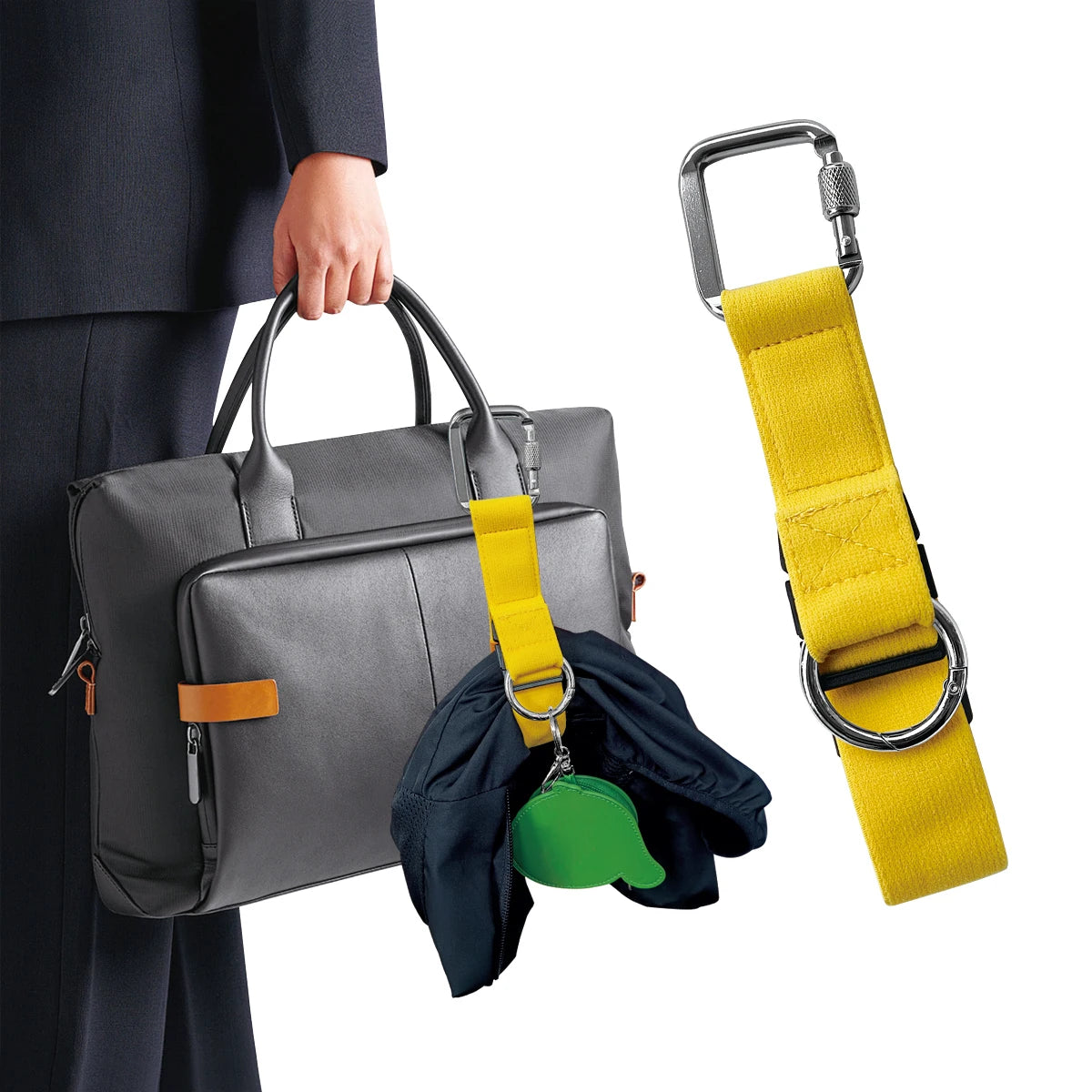 Luggage Straps Jacket Gripper with Square Carabiners & Ring Hooks Adjustable Baggage Suitcase Straps Belts Bag Travel Accessorie