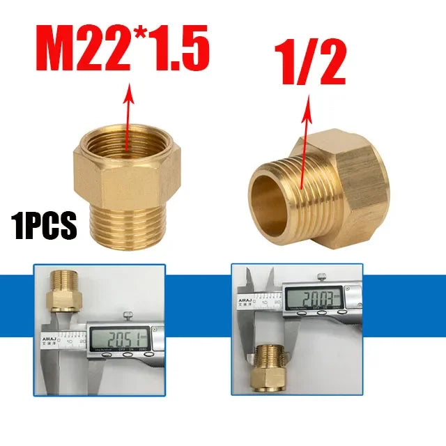 Reducing Brass Fitting 3/8" 1/2" M14 M18 M22 Thread Connector Male Female Adaptor Pressure Washer Gun Hose Connector
