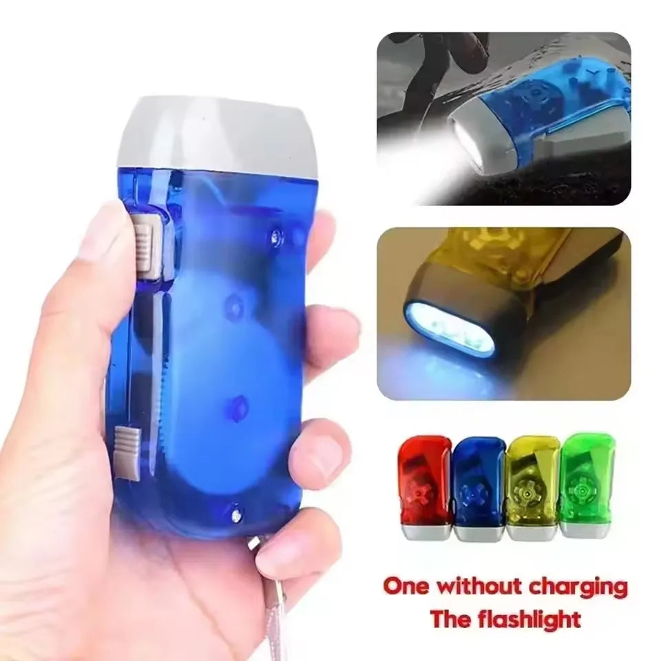 Portable Hand Pressing LED Night Flashlight Self-Powered Dynamo Crank Power Wind Up Manual Power Generation For Camping Riding