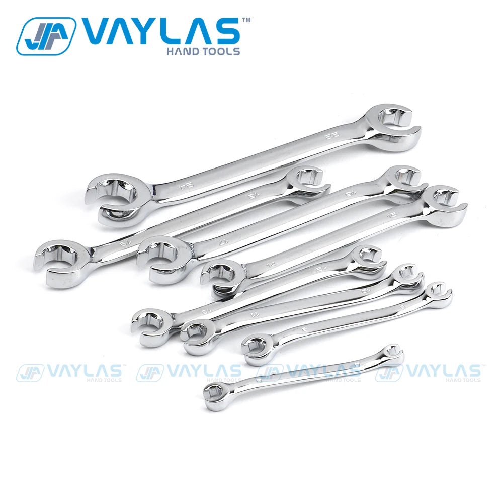6-27mm Flare Nut Wrench Brake Line Wrench Key 15 degree Offset Double Open End Repair Remove Nuts on Fuel Tube in Tight Spaces