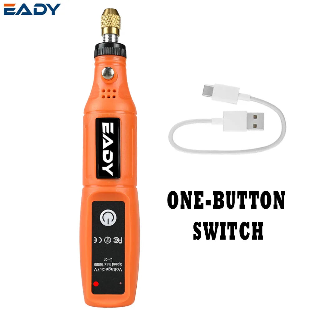 EADY Multifunctional USB Electric Rotary Tool, Mini Drill & Engraving Kit, Cordless DIY Hand Tools – Perfect for Sanding